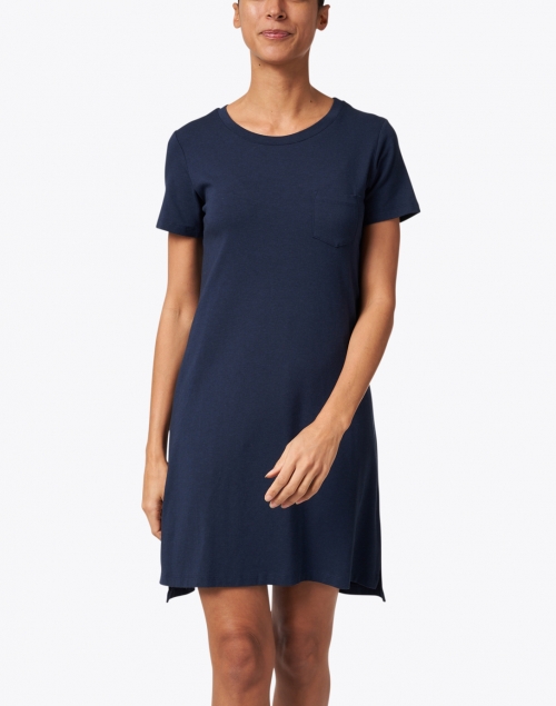 Front image - Southcott - Elinor Navy Bamboo Cotton T-Shirt Dress