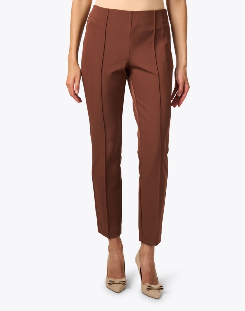 Front image - Lafayette 148 New York - Gramercy Brown Stretch Ankle Pant