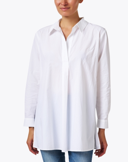 Front image - Eileen Fisher - White Cotton Tunic Top