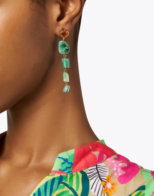 Maya Green Stone Drop Earrings