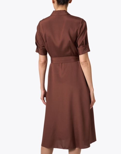 Back image - Lafayette 148 New York - Copper Brown Georgette Shirt Dress