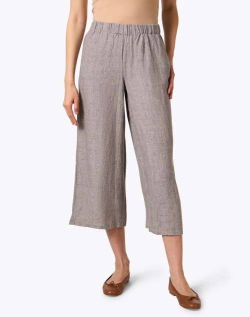 Front image - Eileen Fisher - Stone Grey Linen Cropped Pant