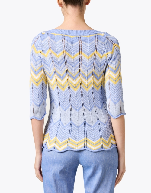 Back image - Burgess - Suzy Blue and Yellow Chevron Knit Sweater