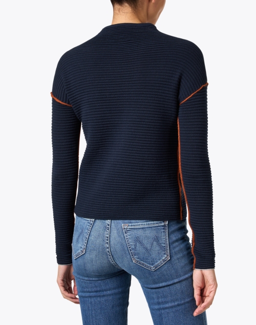 Back image - Lisa Todd - Navy Cotton Rib Knit Sweater