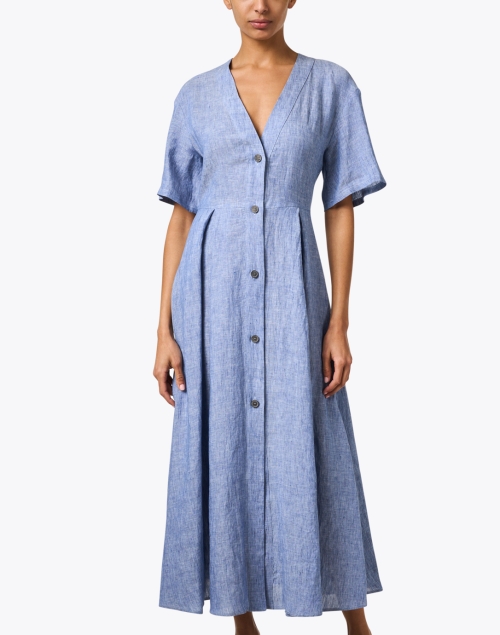 Front image - Fabiana Filippi - Blue Chambray Linen Dress 
