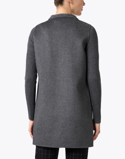 Back image - Kinross - Grey Wool Cashmere Coat