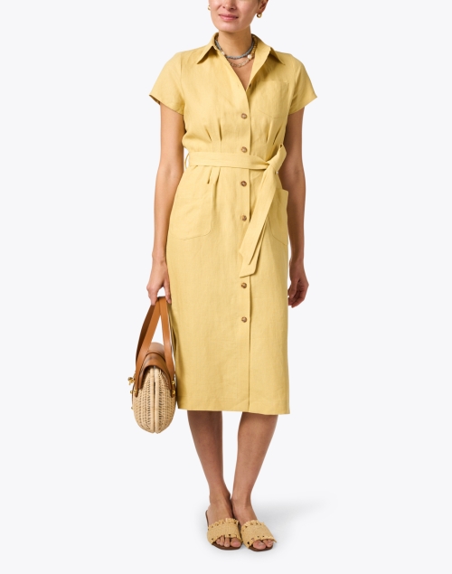 Ethel Yellow Linen Shirt Dress