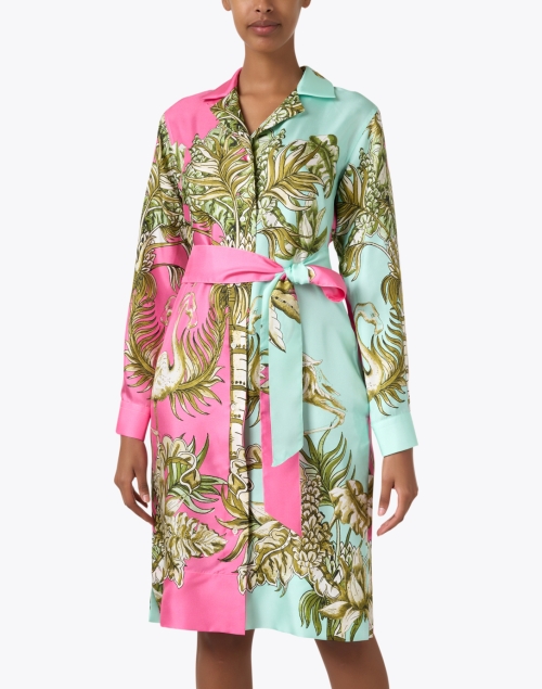 Front image - Sara Roka - Avana Multi Print Silk Shirt Dress