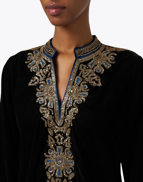 Extra_1 image - Bella Tu - Hyderbad Black and Gold Embroidered Velvet Tunic Top