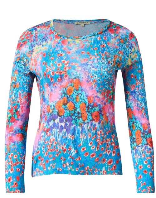 Product image - Pashma - Blue Multi Print Cashmere Silk Sweater