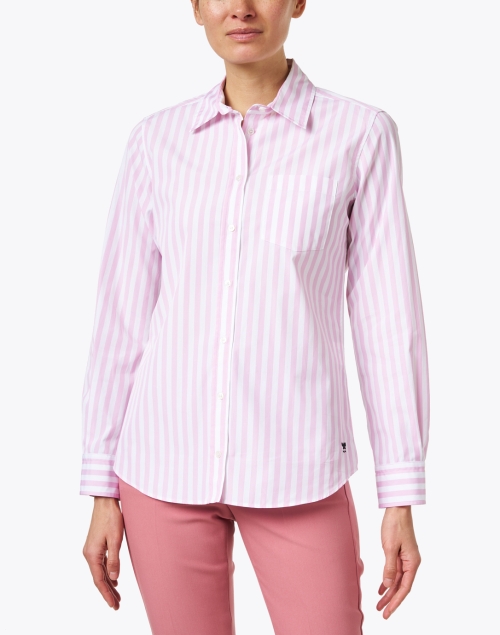 Front image - Weekend Max Mara - Armilla Pink and White Cotton Shirt