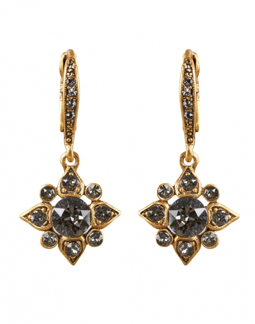 Oscar de la Renta - Gold Grey Crystal Encrusted Star Drop Earrings