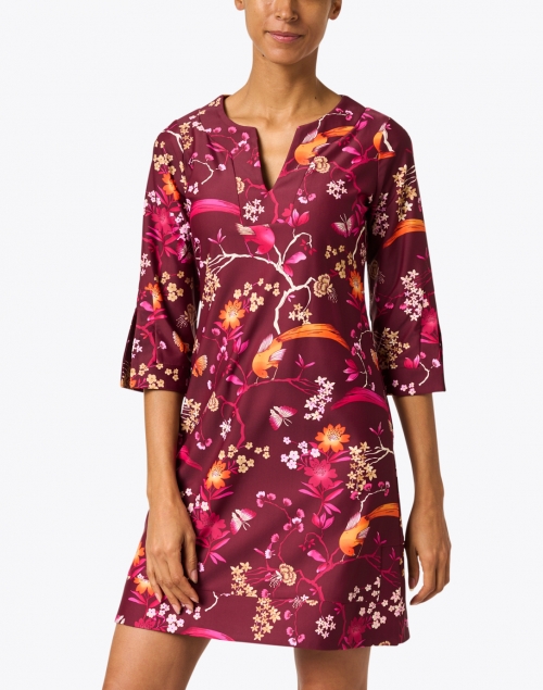 Front image - Jude Connally - Megan Merlot Floral Print Dress