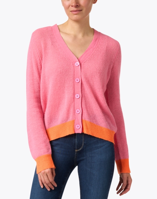 Front image - Jumper 1234 - Pink and Orange Cashmere Cardigan