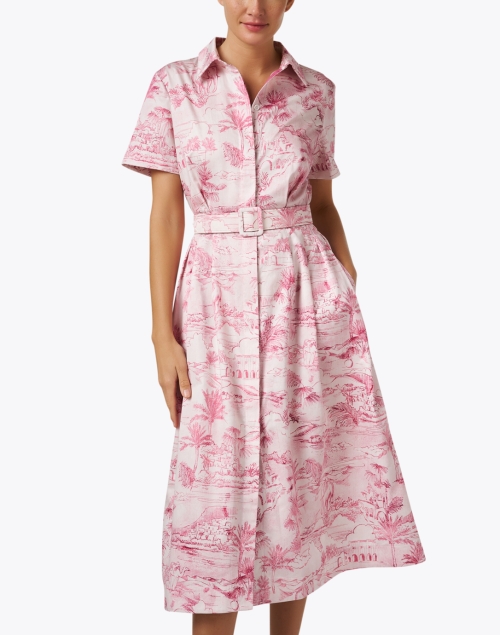 Front image - Rani Arabella - Cairo Pink Print Cotton Shirt Dress