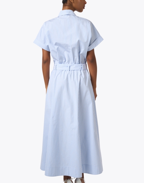 Back image - Lafayette 148 New York - Blue Striped Cotton Shirt Dress