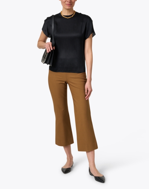 Brown Stretch Flare Crop Pant