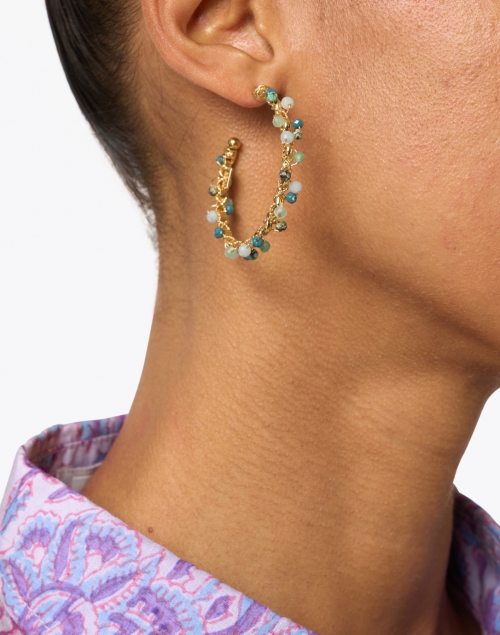 Gas Bijoux - Creole Orphee Gold Multi Beaded Hoop Earrings