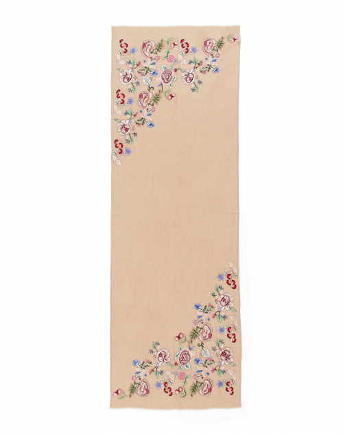 Front image - Janavi - Floral Bud Embroidered Wool Scarf