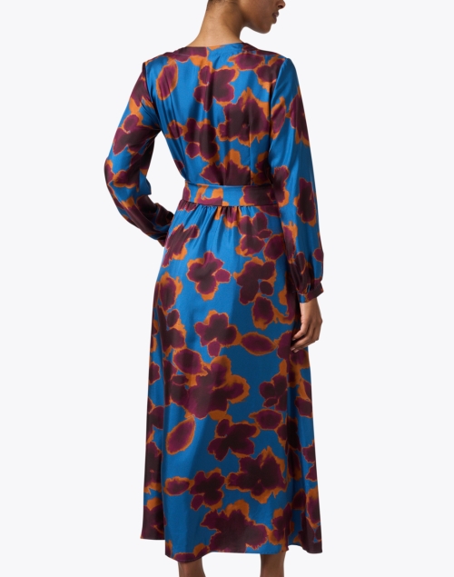 Back image - Rosso35 - Blue and Orange Floral Print Dress