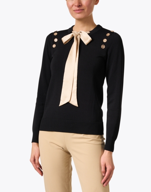 Front image - Edward Achour - Black Bow Front Sweater