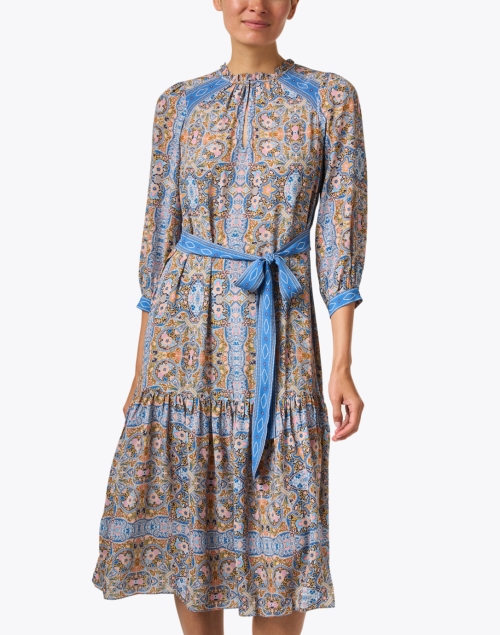 Front image - Shoshanna - Blue Border Print Dress