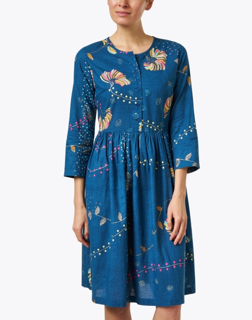 Front image - Soler - Blue Print Cotton Dress