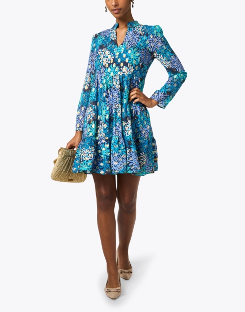 Look image - Sail to Sable - Blue Multi Print Metallic Silk Tunic Dress