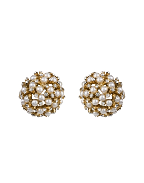 Oscar de la Renta Pearl and Crystal Button Earrings