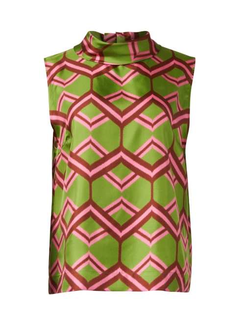 Product image - Odeeh - Green and Pink Print Silk Blouse