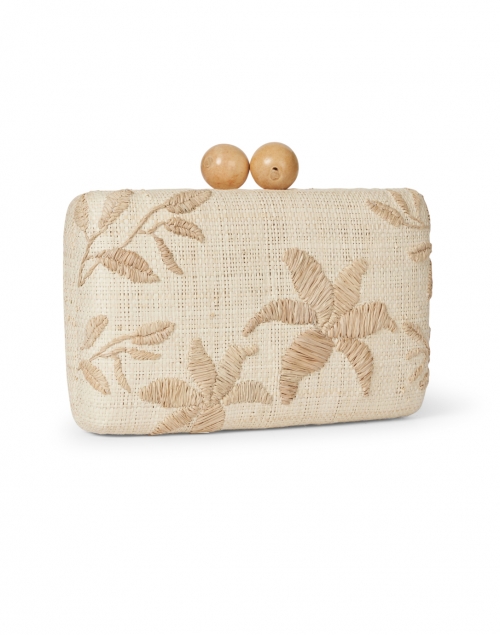 Front image - Kayu - Sierra Natural Embroidered Raffia Clutch