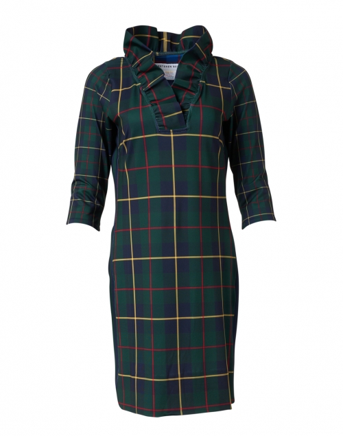 Product image - Gretchen Scott - Plaidly Green Plaid Ruffle Neck Dress