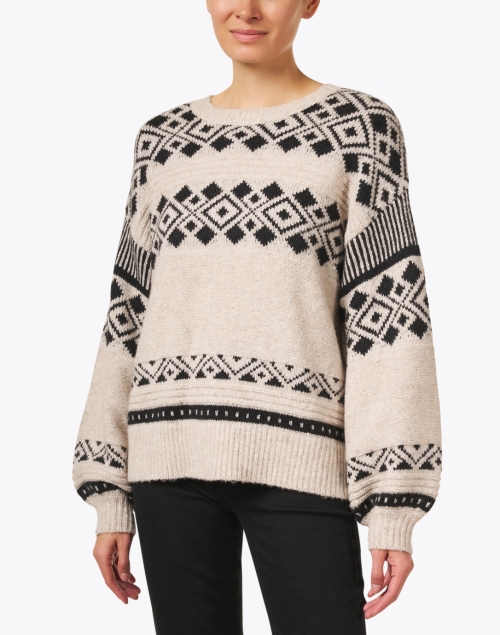 Front image - Repeat Cashmere - Beige Geometric Intarsia Sweater