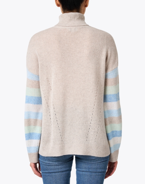 Back image - Kinross - Beige Multi Stripe Cashmere Sweater
