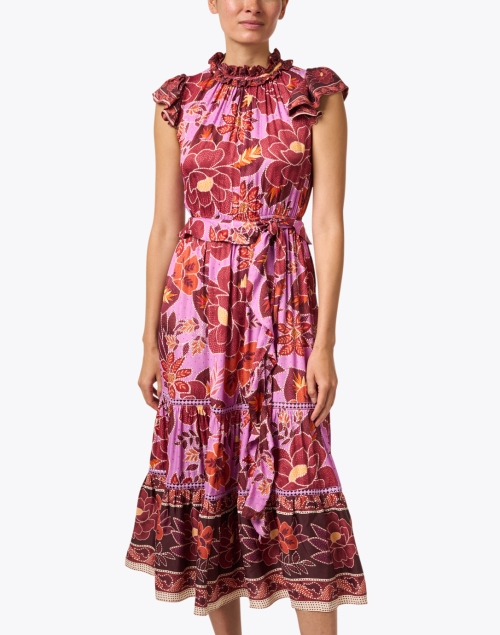 Front image - Farm Rio - Red and Pink Multi Floral Print Dress