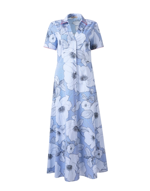 Product image - Purotatto - Blue Floral Striped Cotton Shirt Dress 