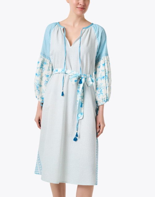 Front image - D'Ascoli - Avah Blue Multi Print Dress