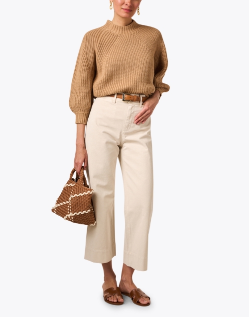 Camel Cotton Ribbed Sweater