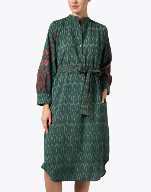 Front image - Megan Park - Katja Green Print Cotton Dress