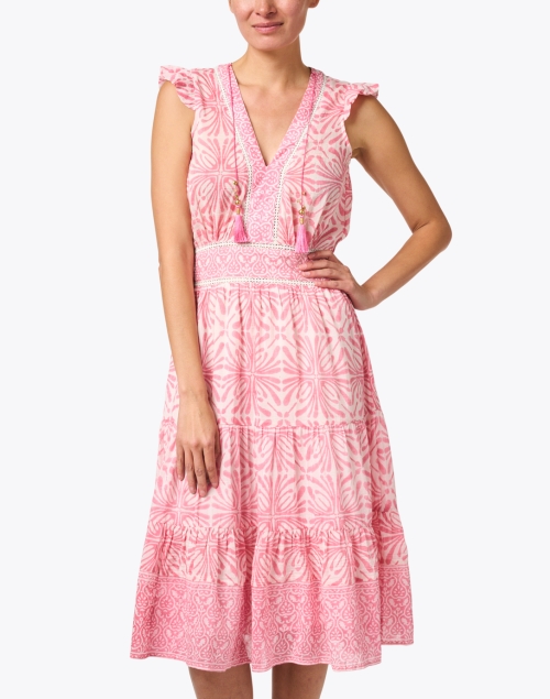Front image - Bell - Annabelle Pink Print Cotton Silk Dress