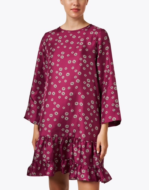 Front image - Rosso35 - Burgundy Floral Silk Dress