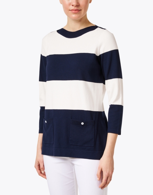 Front image - J'Envie - Navy and White Stripe Sweater