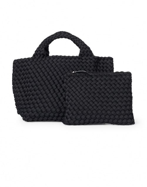 Front image - Naghedi - St. Barths Mini Solid Black Woven Handbag