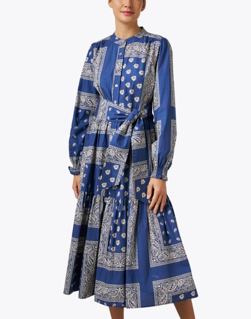 Front image - Repeat Cashmere - Blue Bandana Print Shirt Dress