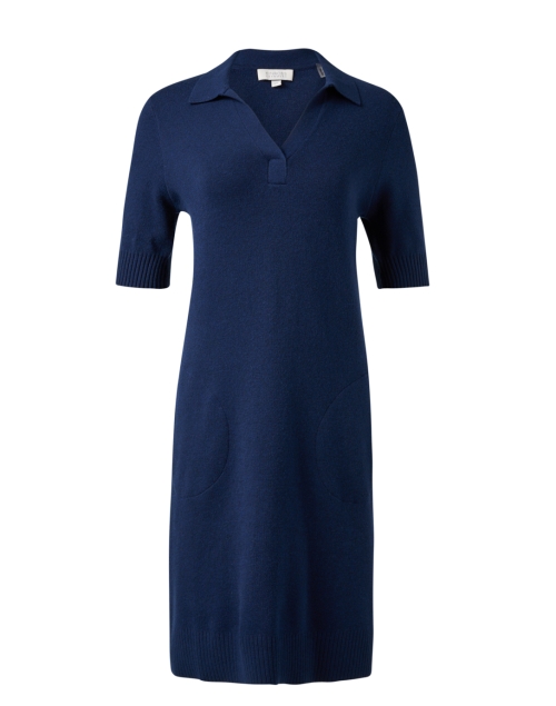 Kinross Navy Cotton Cashmere Polo Dress