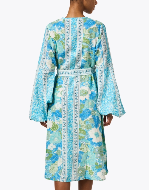 Back image - D'Ascoli - Dahlia Blue Multi Print Cotton Dress