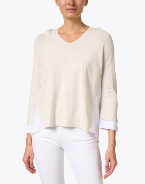J'Envie - Oyster and White Stretch Knit Top