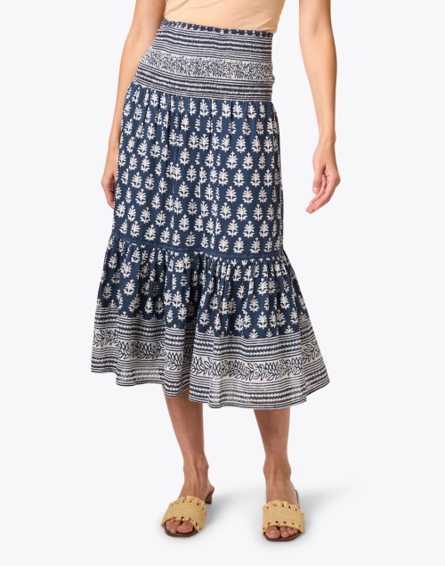 Front image - Bell - Mandy Navy Print Skirt