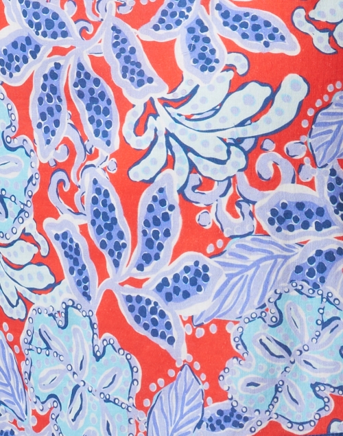 Fabric image - Bella Tu - Audrey Red and Blue Floral Print Cotton Dress