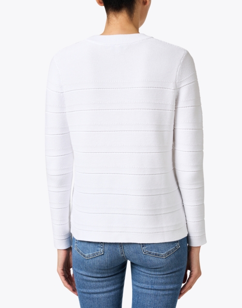 Back image - Kinross - White Cotton Garter Stitch Stripe Sweater